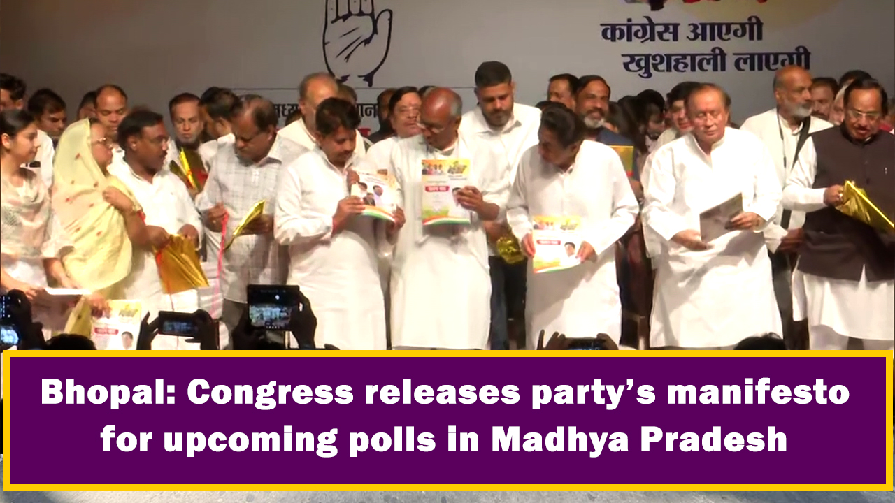 Bhopal: Congress releases party`s manifesto for upcoming polls in Madhya Pradesh